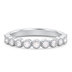 Vintage Half Eternity Diamond Band with Milgrain – 14K White Gold with Diamond