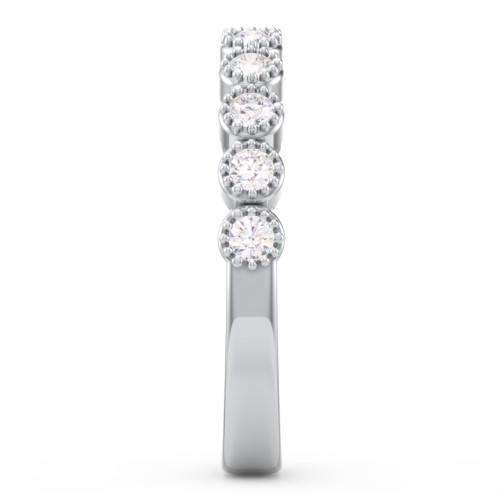 Vintage Half Eternity Diamond Band with Milgrain – 14K White Gold with Diamond