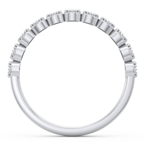 Vintage Half Eternity Diamond Band with Milgrain – 14K White Gold with Diamond