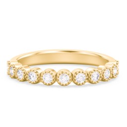 Vintage Half Eternity Diamond Band with Milgrain in 10K Solid Yellow Gold