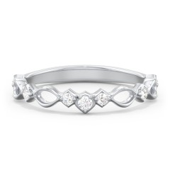 Modern Twisted Band with Diamond Accents – 14K White Gold with Diamond