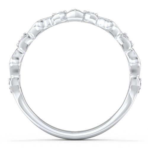 Modern Twisted Band with Diamond Accents – 14K White Gold with Diamond