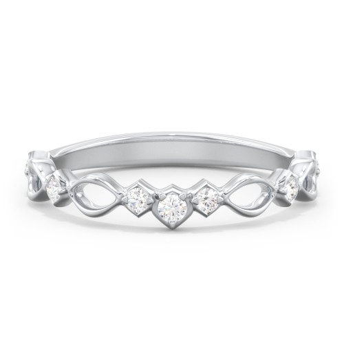 Modern Twisted Band with Diamond Accents – 14K White Gold with Diamond