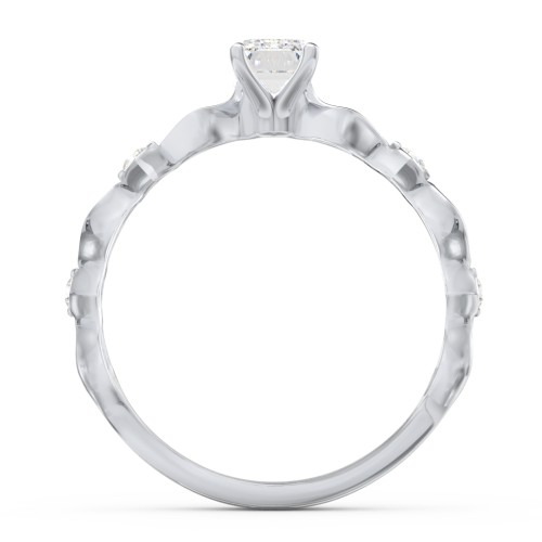 Modern Diamond Twisted Band Ring with Accents – 14K White Gold with Diamond