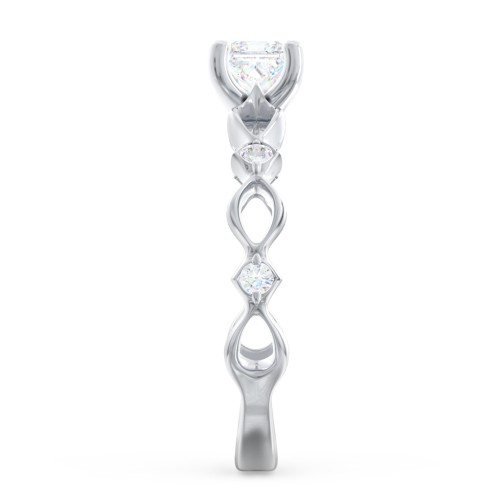 Modern Diamond Twisted Band Ring with Accents – 14K White Gold with Diamond