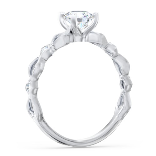Modern Diamond Twisted Band Ring with Accents – 14K White Gold with Diamond