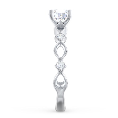 Modern Diamond Twisted Band Ring with Accents – 14K White Gold with Diamond