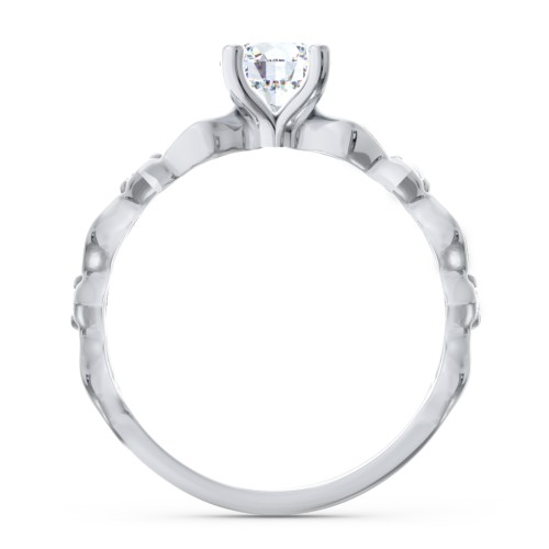 Modern Diamond Twisted Band Ring with Accents – 14K White Gold with Diamond