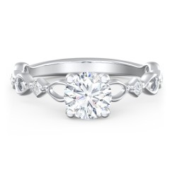 Modern Diamond Twisted Band Ring with Accents – 10K Yellow Gold with Diamond