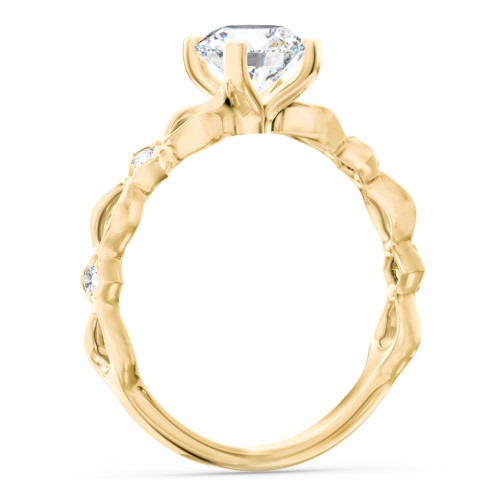Modern Diamond Twisted Band Ring with Accents – 10K Yellow Gold with Diamond