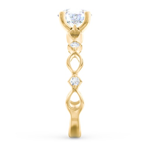 Modern Diamond Twisted Band Ring with Accents – 10K Yellow Gold with Diamond