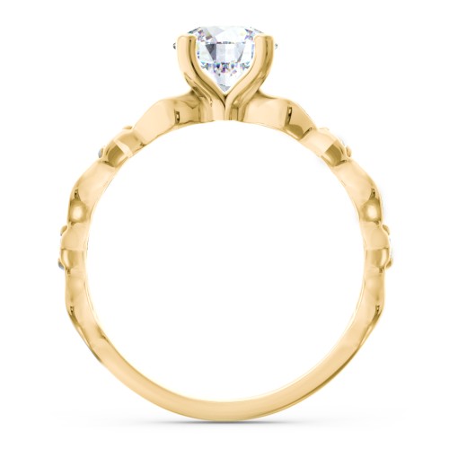 Modern Diamond Twisted Band Ring with Accents – 10K Yellow Gold with Diamond