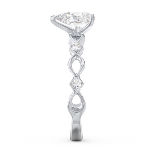 Modern Diamond Twisted Band Ring with Accents – 14K White Gold with Diamond