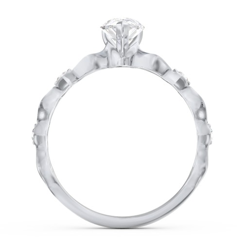 Modern Diamond Twisted Band Ring with Accents – 14K White Gold with Diamond
