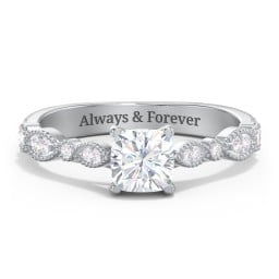 Vintage Diamond Ring with Milgrain Leaves and Accents