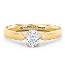 Classic Solitaire Engagement Ring with Cathedral Setting in 10K Solid Yellow Gold with 04LABDIAM-OV-0.50-VS2-G-G