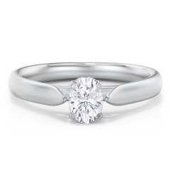 Classic Solitaire Engagement Ring with Cathedral Setting – 14K White Gold