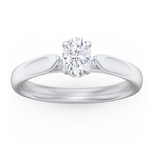 Classic Solitaire Engagement Ring with Cathedral Setting – 14K White Gold