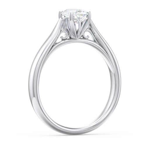 Classic Solitaire Engagement Ring with Cathedral Setting – 14K White Gold