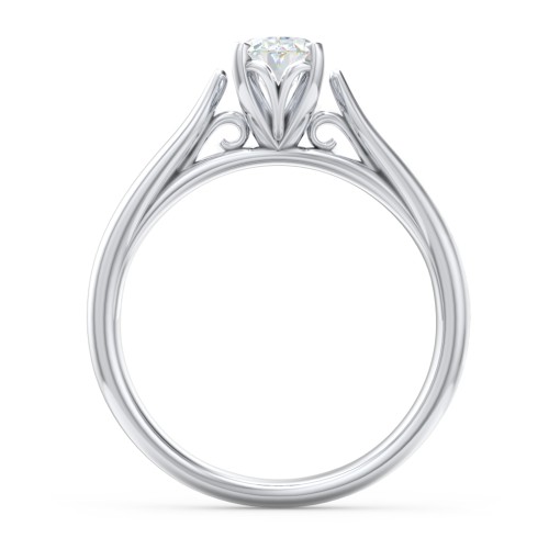 Classic Solitaire Engagement Ring with Cathedral Setting – 14K White Gold