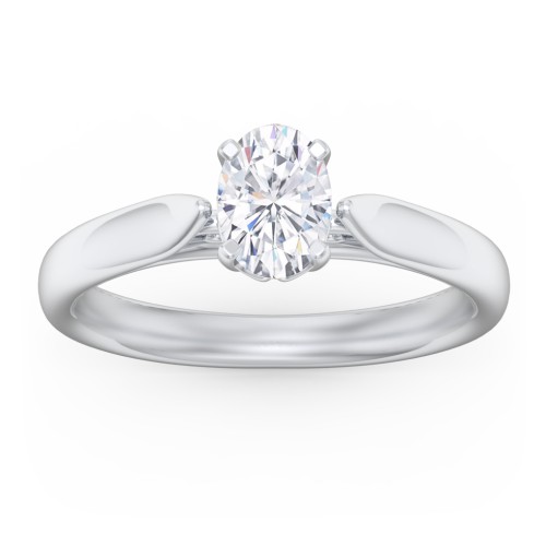 Classic Solitaire Engagement Ring with Cathedral Setting – 14K White Gold