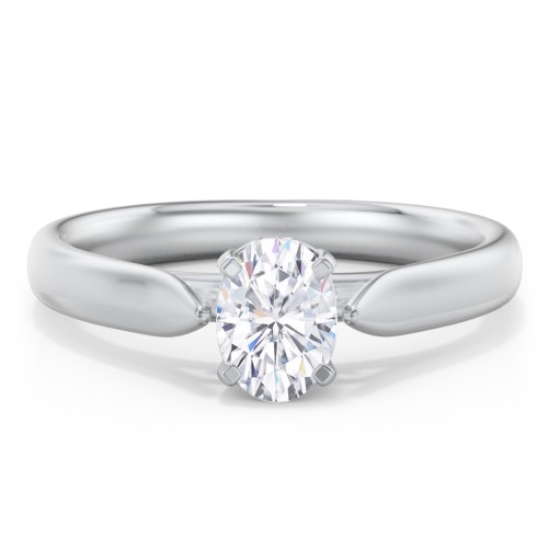 Classic Solitaire Engagement Ring with Cathedral Setting – 14K White Gold