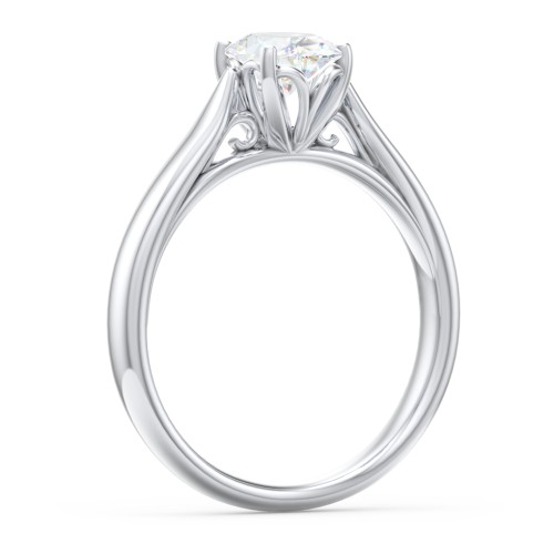 Classic Solitaire Engagement Ring with Cathedral Setting – 14K White Gold