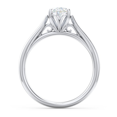 Classic Solitaire Engagement Ring with Cathedral Setting – 14K White Gold