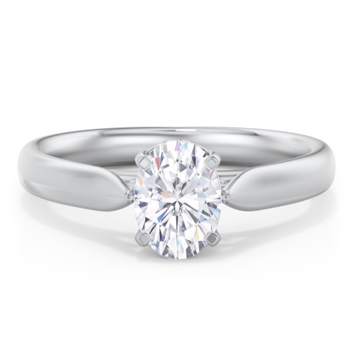 Classic Solitaire Engagement Ring with Cathedral Setting – 14K White Gold