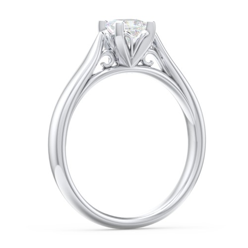 Classic Solitaire Engagement Ring with Cathedral Setting – 14K White Gold
