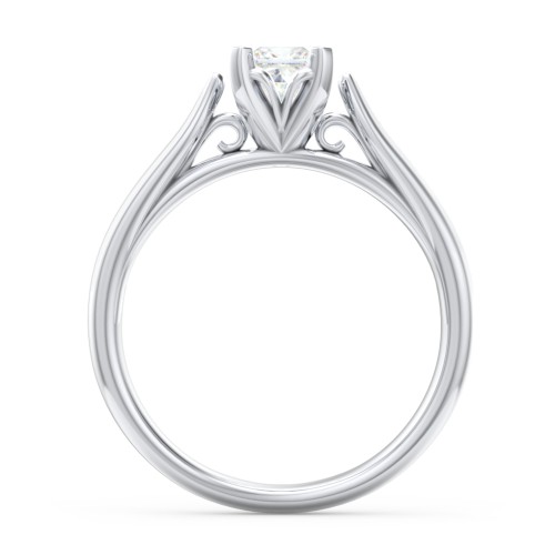 Classic Solitaire Engagement Ring with Cathedral Setting – 14K White Gold
