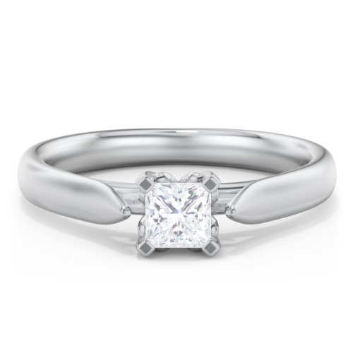 Classic Solitaire Engagement Ring with Cathedral Setting – 14K White Gold