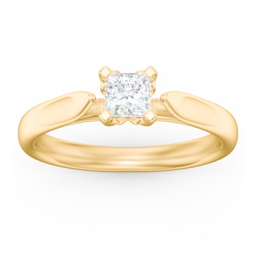 Classic Solitaire Engagement Ring with Cathedral Setting – 10K Yellow Gold