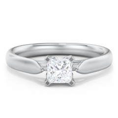 Classic Solitaire Engagement Ring with Cathedral Setting – 14K White Gold