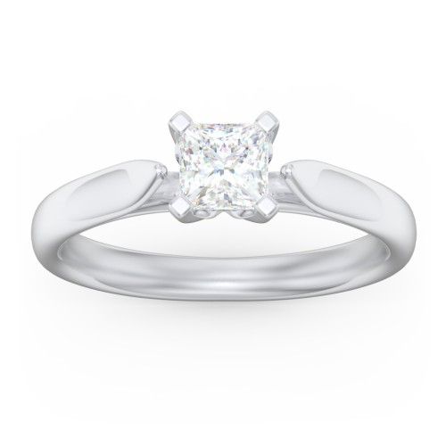 Classic Solitaire Engagement Ring with Cathedral Setting – 14K White Gold