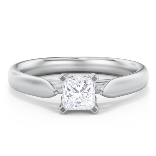 Classic Solitaire Engagement Ring with Cathedral Setting – 14K White Gold