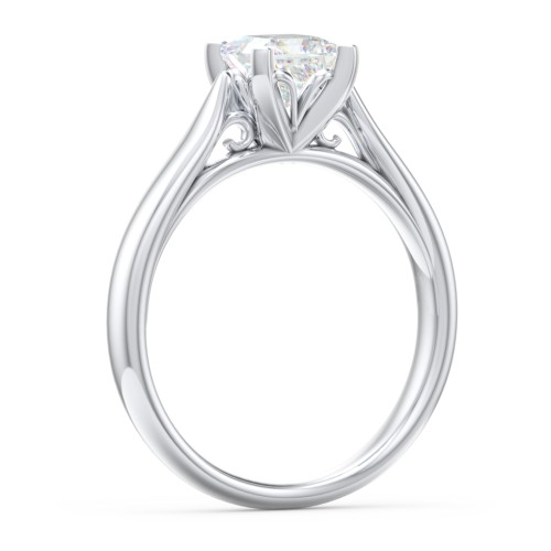 Classic Solitaire Engagement Ring with Cathedral Setting – 14K White Gold