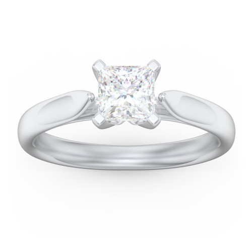 Classic Solitaire Engagement Ring with Cathedral Setting – 14K White Gold