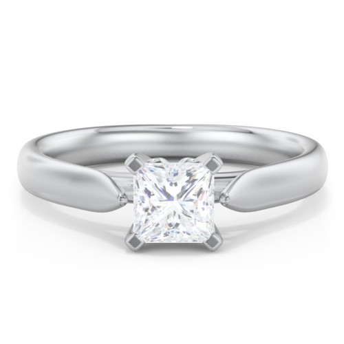 Classic Solitaire Engagement Ring with Cathedral Setting – 14K White Gold