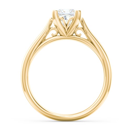 Classic Solitaire Engagement Ring with Cathedral Setting – 10K Yellow Gold