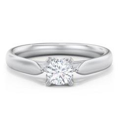 Classic Solitaire Engagement Ring with Cathedral Setting – 14K White Gold