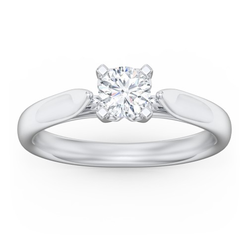 Classic Solitaire Engagement Ring with Cathedral Setting – 14K White Gold