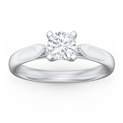 Classic Solitaire Engagement Ring with Cathedral Setting – 14K White Gold