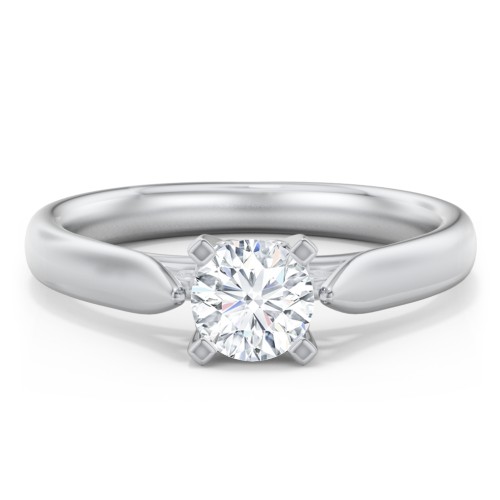 Classic Solitaire Engagement Ring with Cathedral Setting – 14K White Gold