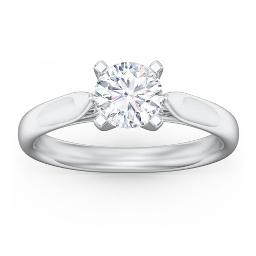 Classic Solitaire Engagement Ring with Cathedral Setting – 14K White Gold