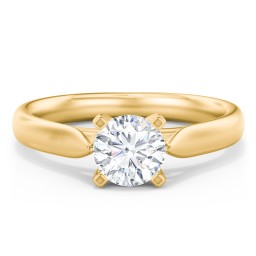 Classic Solitaire Engagement Ring with Cathedral Setting in 10K Solid Yellow Gold