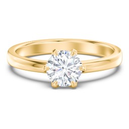 Classic 6-Prong Solitaire Diamond Engagement Ring in 10K Solid Yellow Gold with 04LABDIAM-RD-1.00-SI1-F-VG