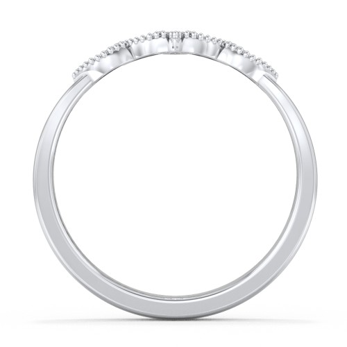 Vintage Leaf and Vine Band with Milgrain – 14K White Gold with Lab Diamond
