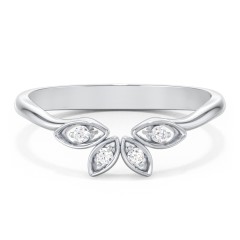 Marquise Element Band with Accents stones – 14K White Gold with Diamond