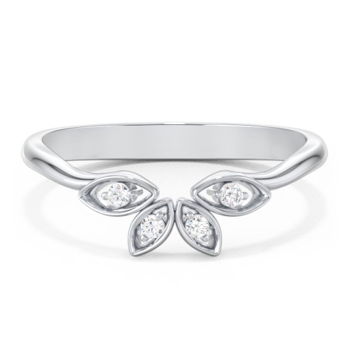Marquise Element Band with Accents stones – 14K White Gold with Diamond